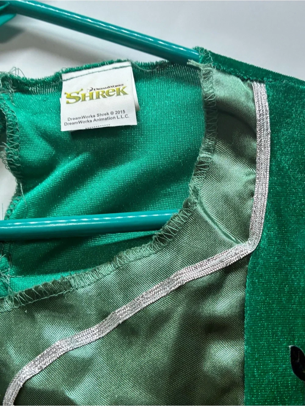 Shrek Fiona Girls Medium 7 8 Green Sparkly Gown Dress Halloween Costume